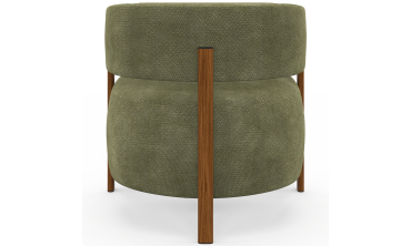 Fauteuil Albin tissu chenille vert et pieds noyer