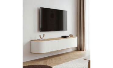 Meuble TV suspendu Elora bois blanc 180cm