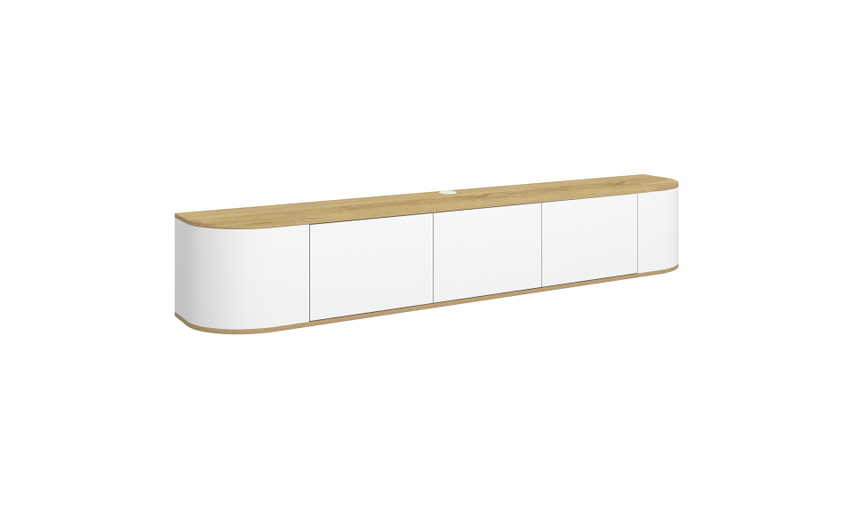 Meuble TV suspendu Elora bois blanc 180cm