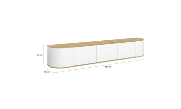 Meuble TV suspendu Elora bois blanc 180cm