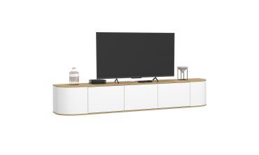 Meuble TV suspendu Elora bois blanc 180cm