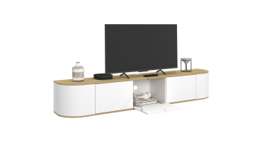 Meuble TV suspendu Elora bois blanc 180cm