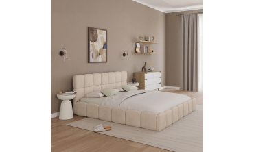 Lit coffre Bubble 180x200cm velours beige