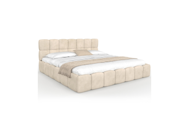 Lit coffre Bubble 180x200cm velours beige