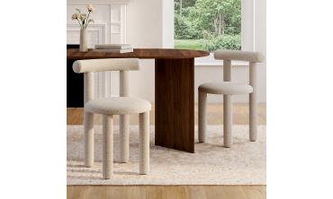 Chaises Rania tissu bouclette crème - lot de 2