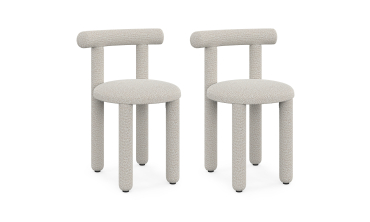 Chaises Rania tissu bouclette crème - lot de 2