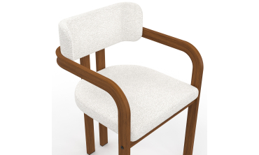 Chaises Elsa avec accoudoirs bouclette pieds effet noyer - lot de 4
