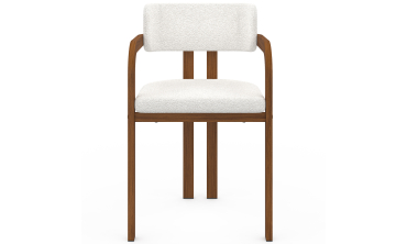 Chaises Elsa avec accoudoirs bouclette pieds effet noyer - lot de 4