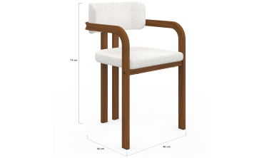Chaises Elsa avec accoudoirs bouclette pieds effet noyer - lot de 4