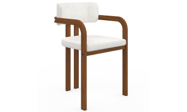 Chaises Elsa avec accoudoirs bouclette pieds effet noyer - lot de 4