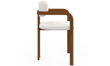 Chaises Elsa avec accoudoirs bouclette pieds effet noyer - lot de 4