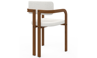 Chaises Elsa avec accoudoirs bouclette pieds effet noyer - lot de 4