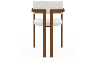 Chaises Elsa avec accoudoirs bouclette pieds effet noyer - lot de 4