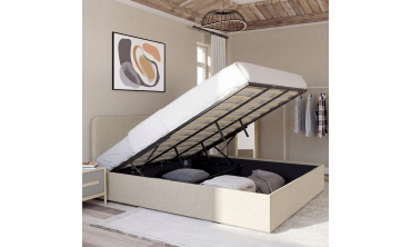 Lit coffre Louise 180x200cm tissu beige