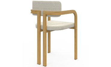 Chaises Elsa avec accoudoirs tissu beige pieds effet bois - lot de 6