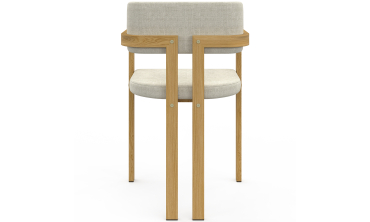 Chaises Elsa avec accoudoirs tissu beige pieds effet bois - lot de 6