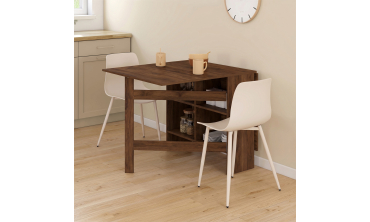 Table à manger dépliable Andy avec rangement effet noyer