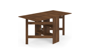 Table à manger dépliable Andy avec rangement effet noyer