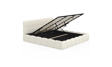 Lit coffre Bubble 180x200cm bouclette blanche