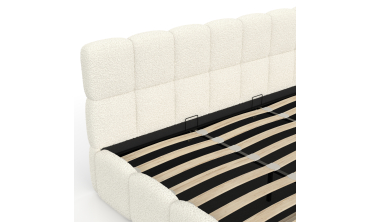 Lit coffre Bubble 180x200cm bouclette blanche