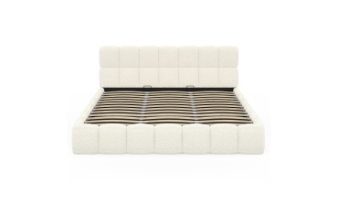 Lit coffre Bubble 180x200cm bouclette blanche