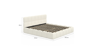 Lit coffre Bubble 180x200cm bouclette blanche
