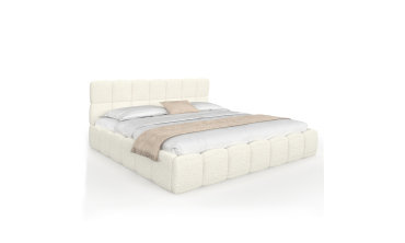 Lit coffre Bubble 180x200cm bouclette blanche