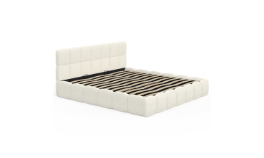 Lit coffre Bubble 180x200cm bouclette blanche
