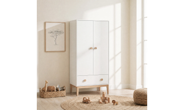 Armoire pour enfant Bella 2 portes effet hêtre et blanc