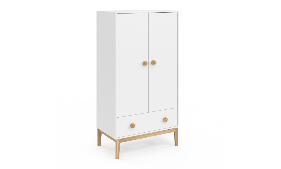 Armoire pour enfant Bella 2 portes effet hêtre et blanc