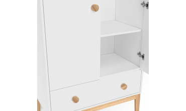 Armoire pour enfant Bella 2 portes effet hêtre et blanc
