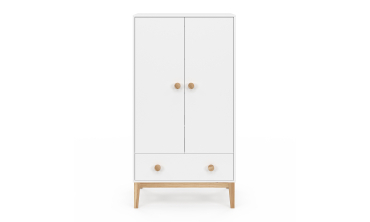 Armoire pour enfant Bella 2 portes effet hêtre et blanc