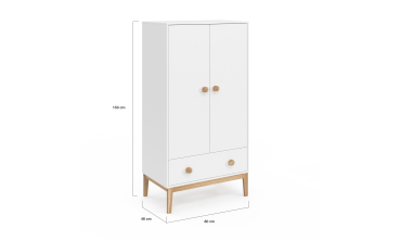Armoire pour enfant Bella 2 portes effet hêtre et blanc