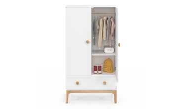 Armoire pour enfant Bella 2 portes effet hêtre et blanc