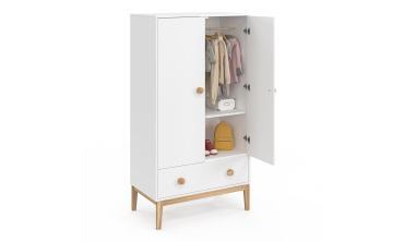 Armoire pour enfant Bella 2 portes effet hêtre et blanc