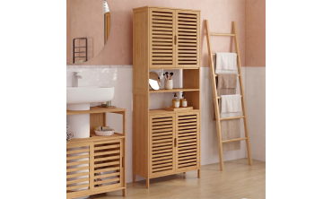 Armoire salle de bain Maya bambou 4 portes