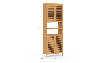 Armoire salle de bain Maya bambou 4 portes