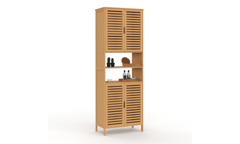 Armoire salle de bain Maya bambou 4 portes