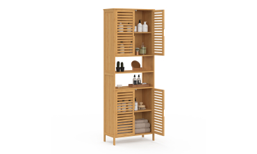 Armoire salle de bain Maya bambou 4 portes