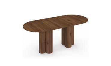 Table à manger ronde extensible Olympia effet noyer Ø160-200cm