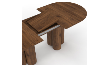 Table à manger ronde extensible Olympia effet noyer Ø160-200cm