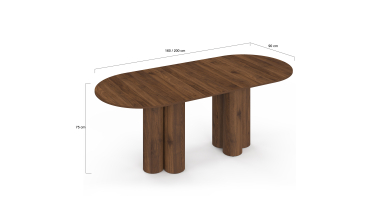 Table à manger ronde extensible Olympia effet noyer Ø160-200cm