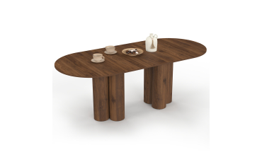 Table à manger ronde extensible Olympia effet noyer Ø160-200cm