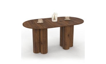 Table à manger ronde extensible Olympia effet noyer Ø160-200cm