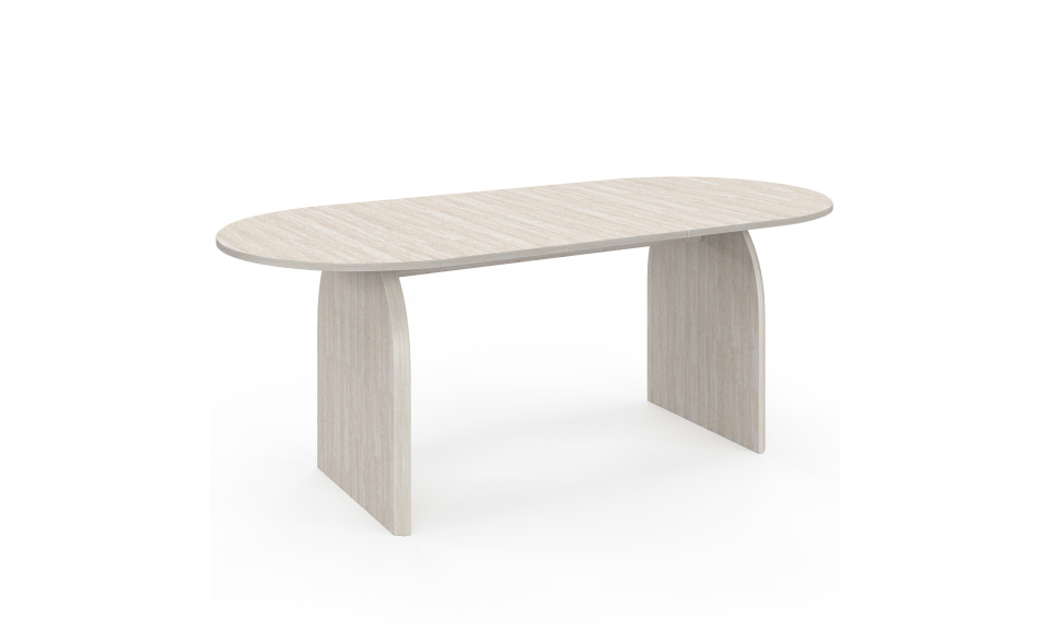 Table à manger extensible Japandi 160-200cm effet travertin