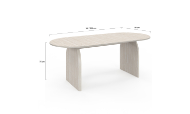 Table à manger extensible Japandi 160-200cm effet travertin