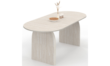 Table à manger extensible Japandi 160-200cm effet travertin