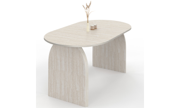 Table à manger extensible Japandi 160-200cm effet travertin
