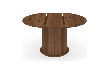 Table à manger ronde extensible Albane effet hêtre avec rangement Ø110-150cm