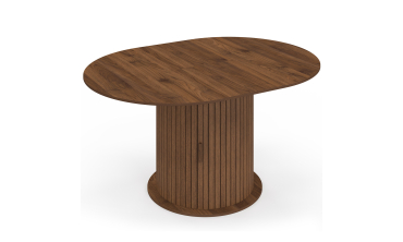 Table à manger ronde extensible Albane effet hêtre avec rangement Ø110-150cm